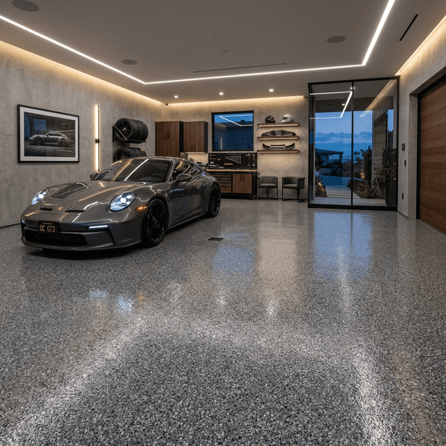 Orange County Epoxy Garage Floor Showroom Finish