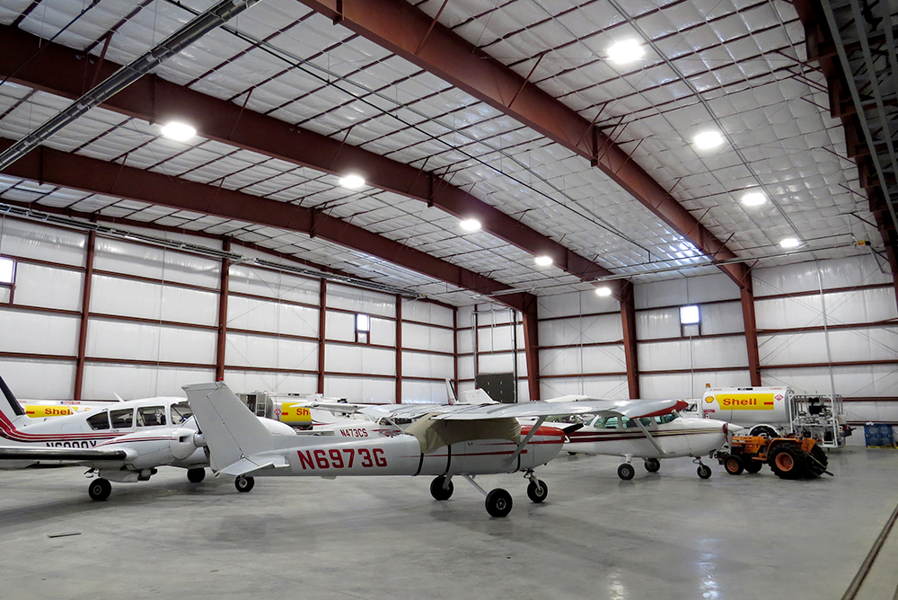 airplane hangar polished concrete flooring